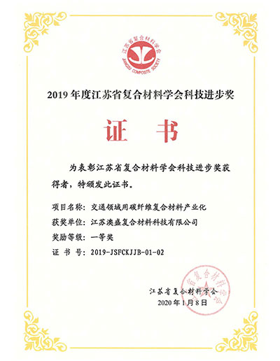 2019 jiangsu province composite material science and technology progress award